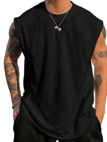 Mens Tank Tops Sleeveless Round Neck Polycotton Vest for Gym, Running and Outdoor